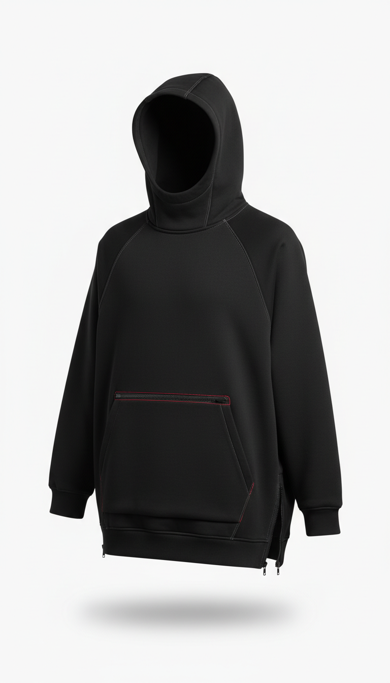 Obsidian oversized technical hoodie